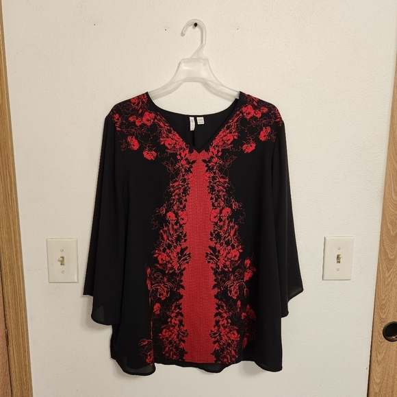 Black and red Cato blouse size 14/16W‎ - Picture 9 of 12